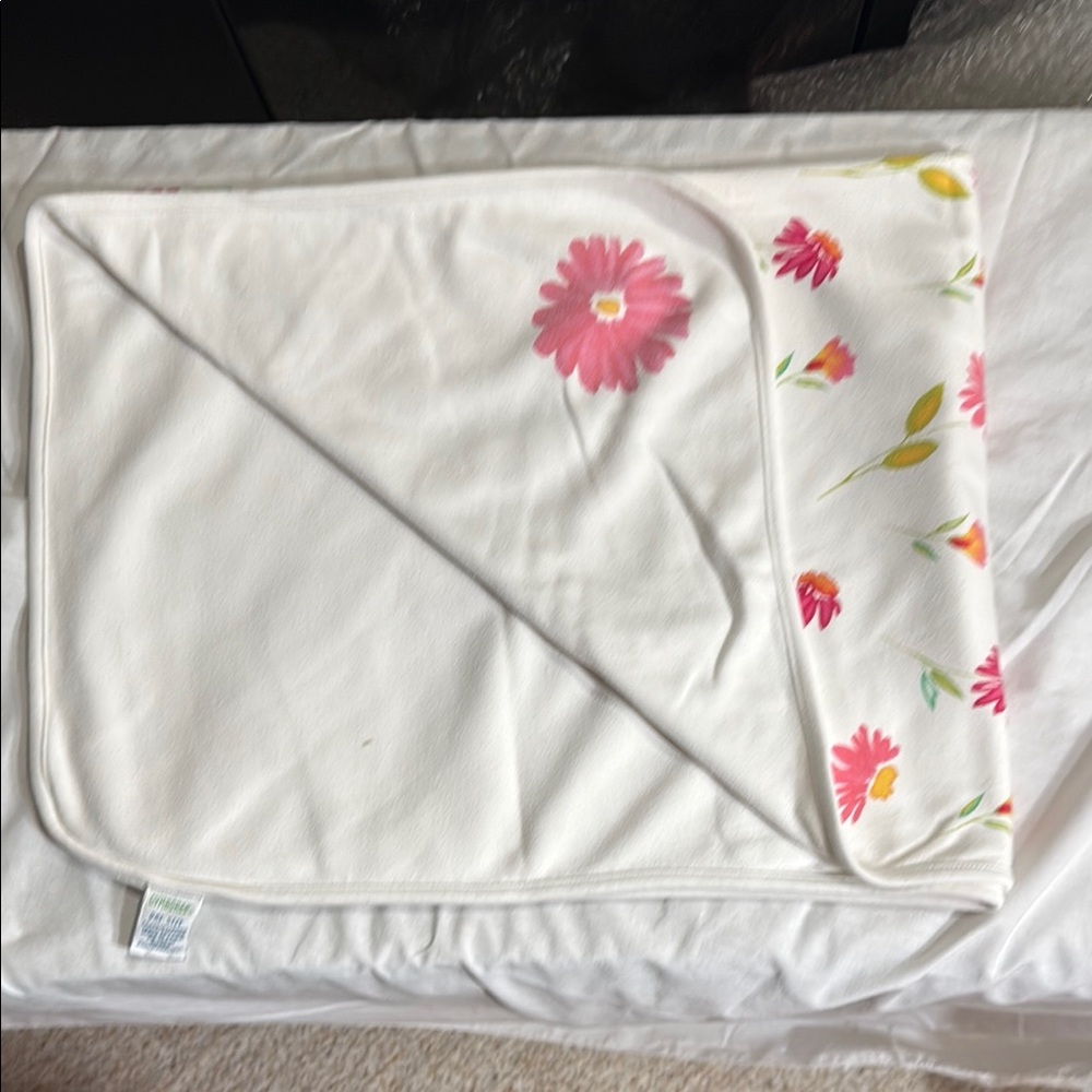Vintage Gymboree White and Pink Floral Blanket